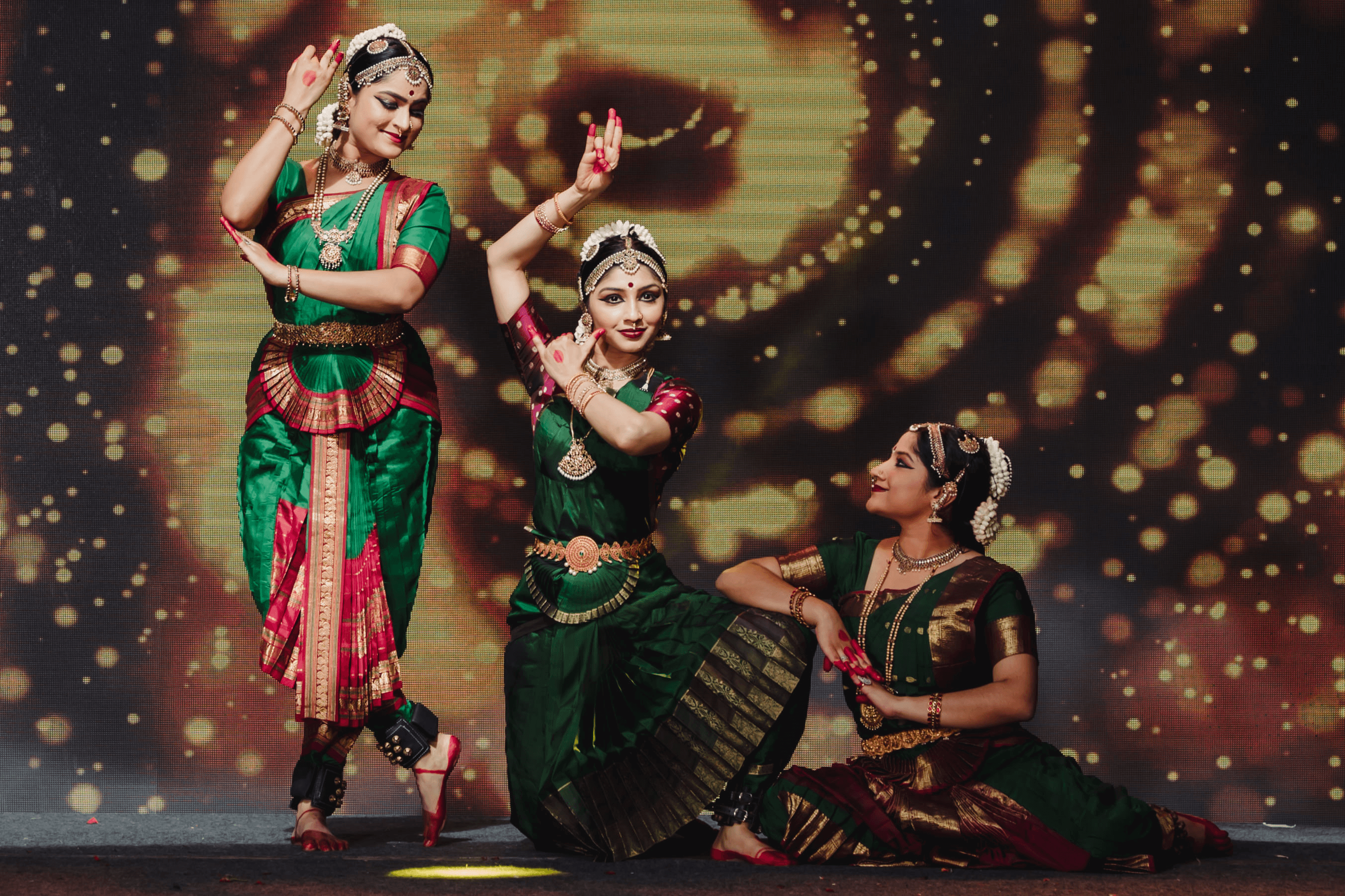 Three Beautiful Bharatanatyam Dancers