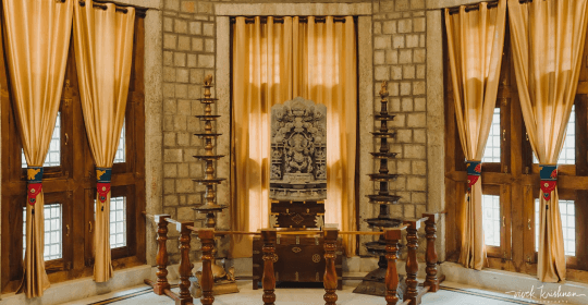 The entire story of Lord Venkateshwara of Tirupathi is carved in serpentine stone on the walls and arches